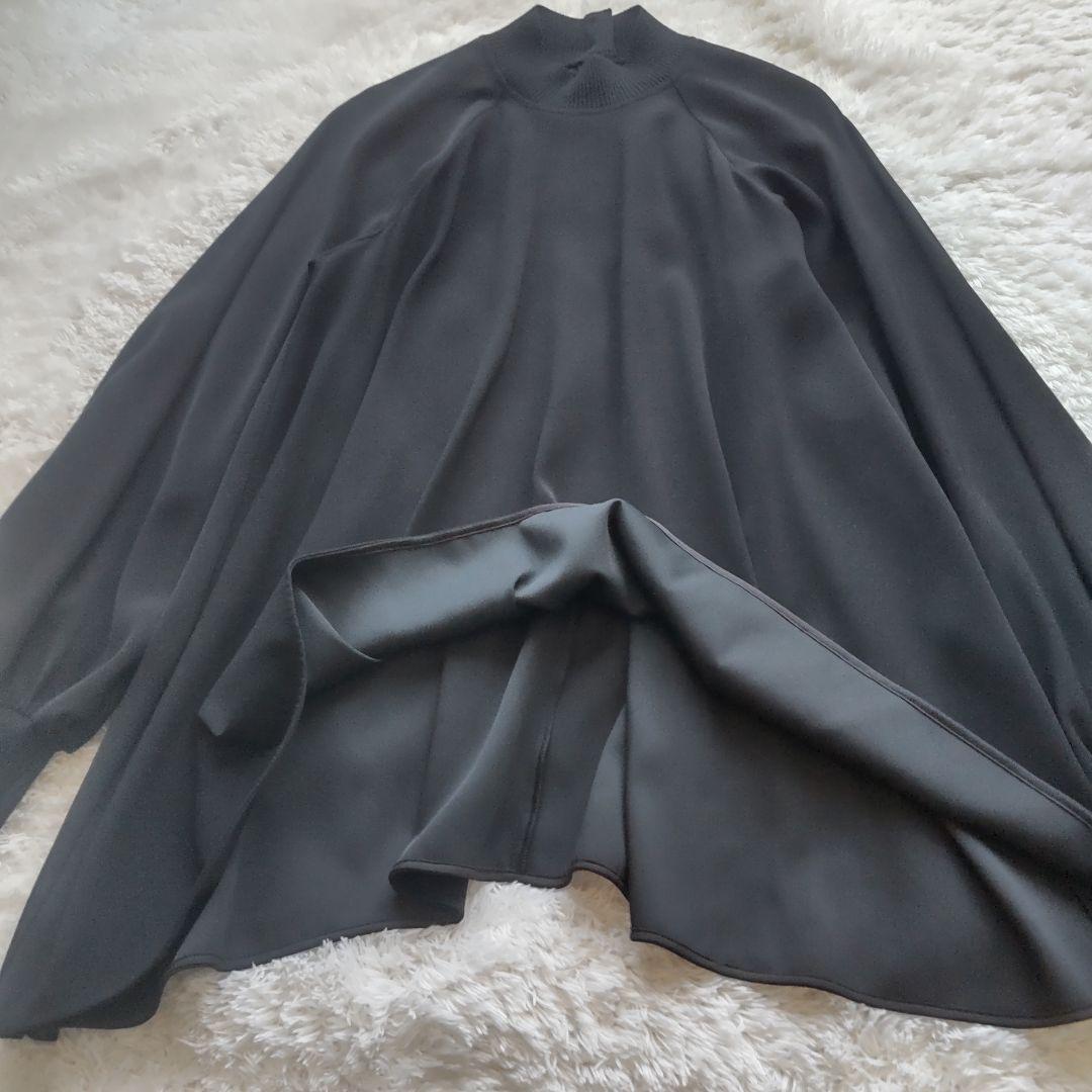 エンフォルド ダブルクロスハイネックブラウス 38 黒