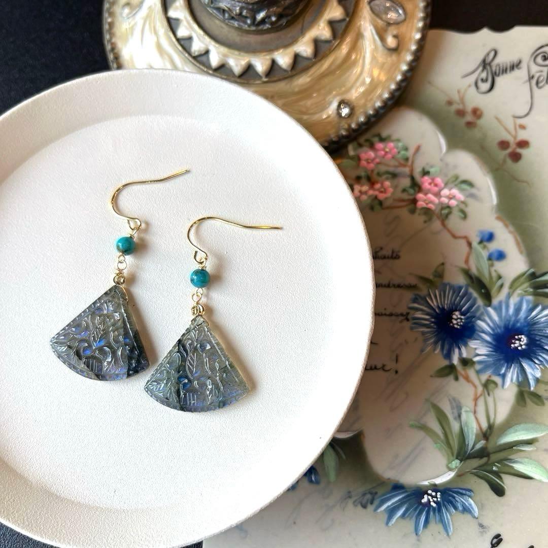 Kaya様✴︎ラブラドライト.ピーチムーン.ブルーライラックカービング＊チャーム