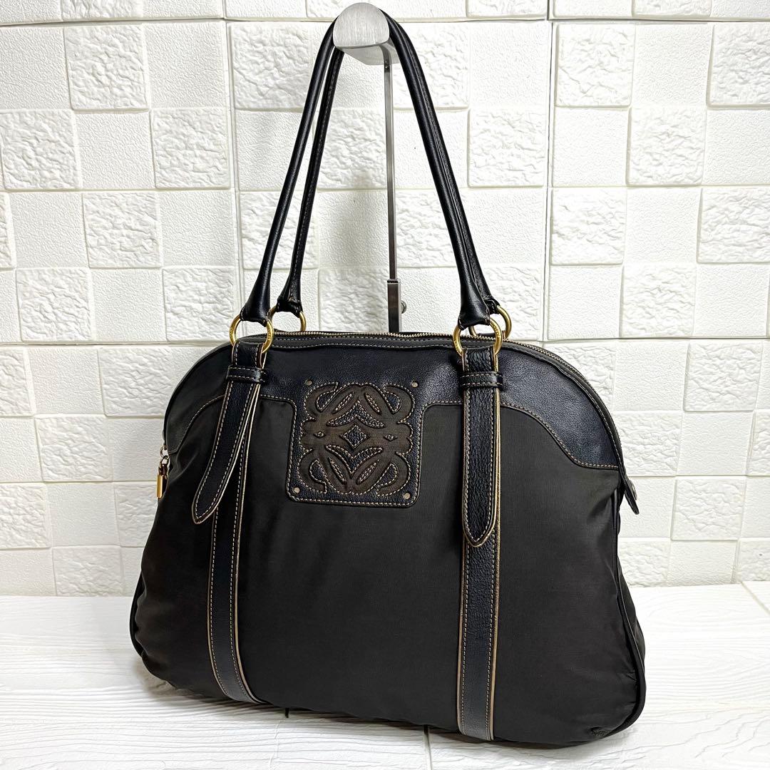 ✨上美品✨☘️LOEWE☘️✨トートバッグ✨肩掛け✨アナグラム✨ナイロンレザー✨