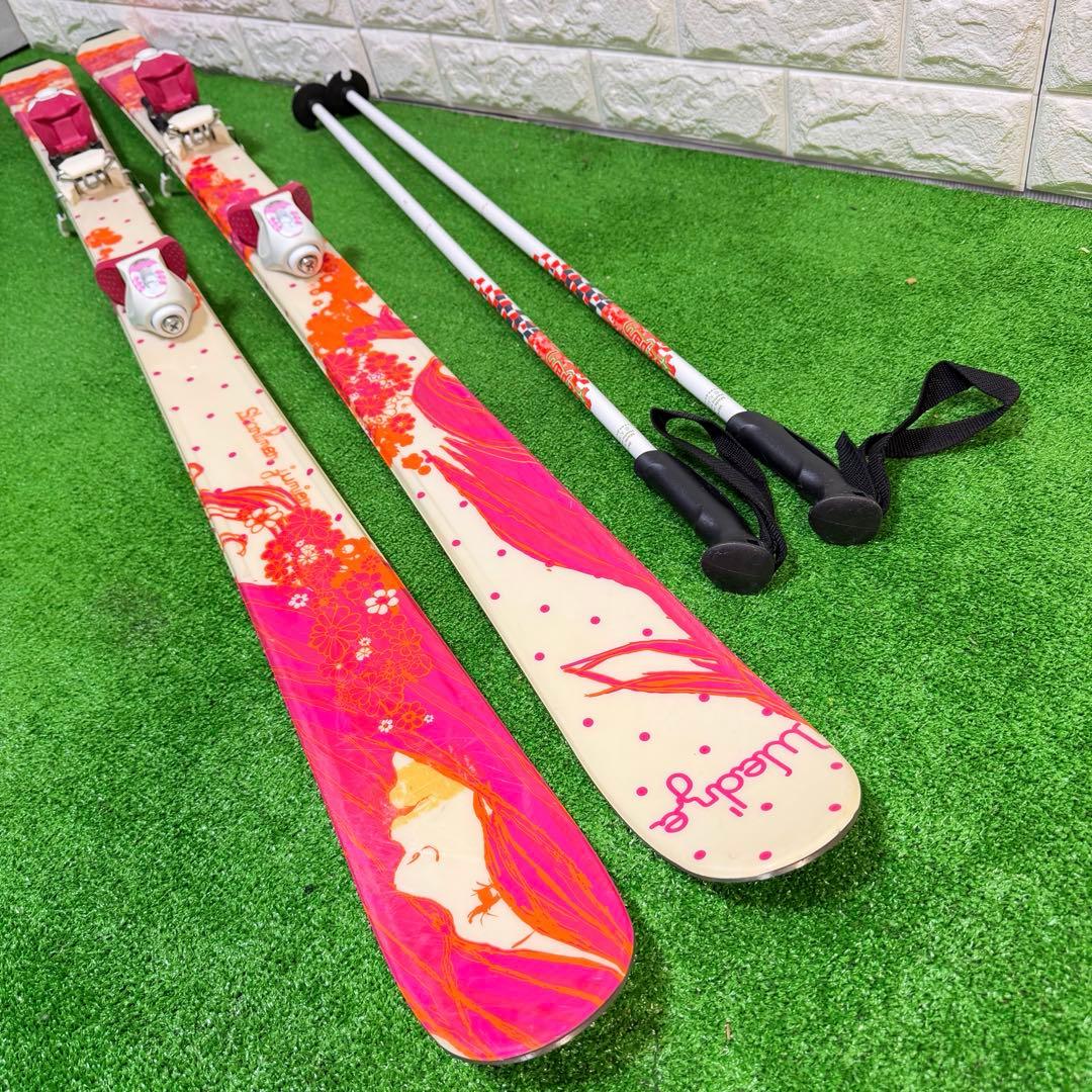 美品　スキー　板　ビンディング　ステッキ　レディース　ケース付　ジュニア　140