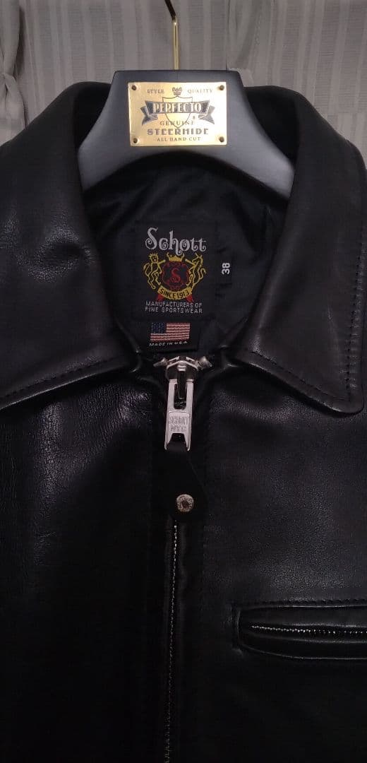 Schott ブラックレザーライダース　牛革