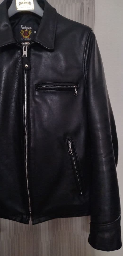 Schott ブラックレザーライダース　牛革