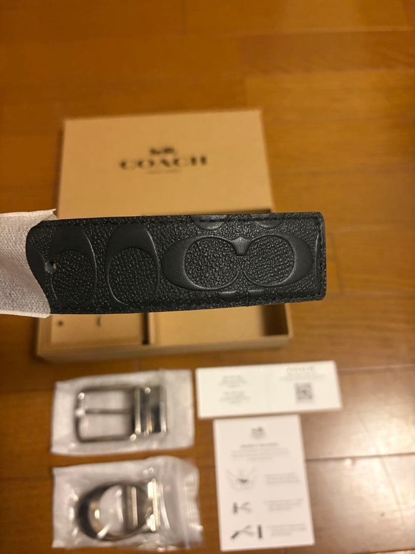 COACH コーチ リバーシブル シグネチャーベルト　シルバーバックル　回転可能