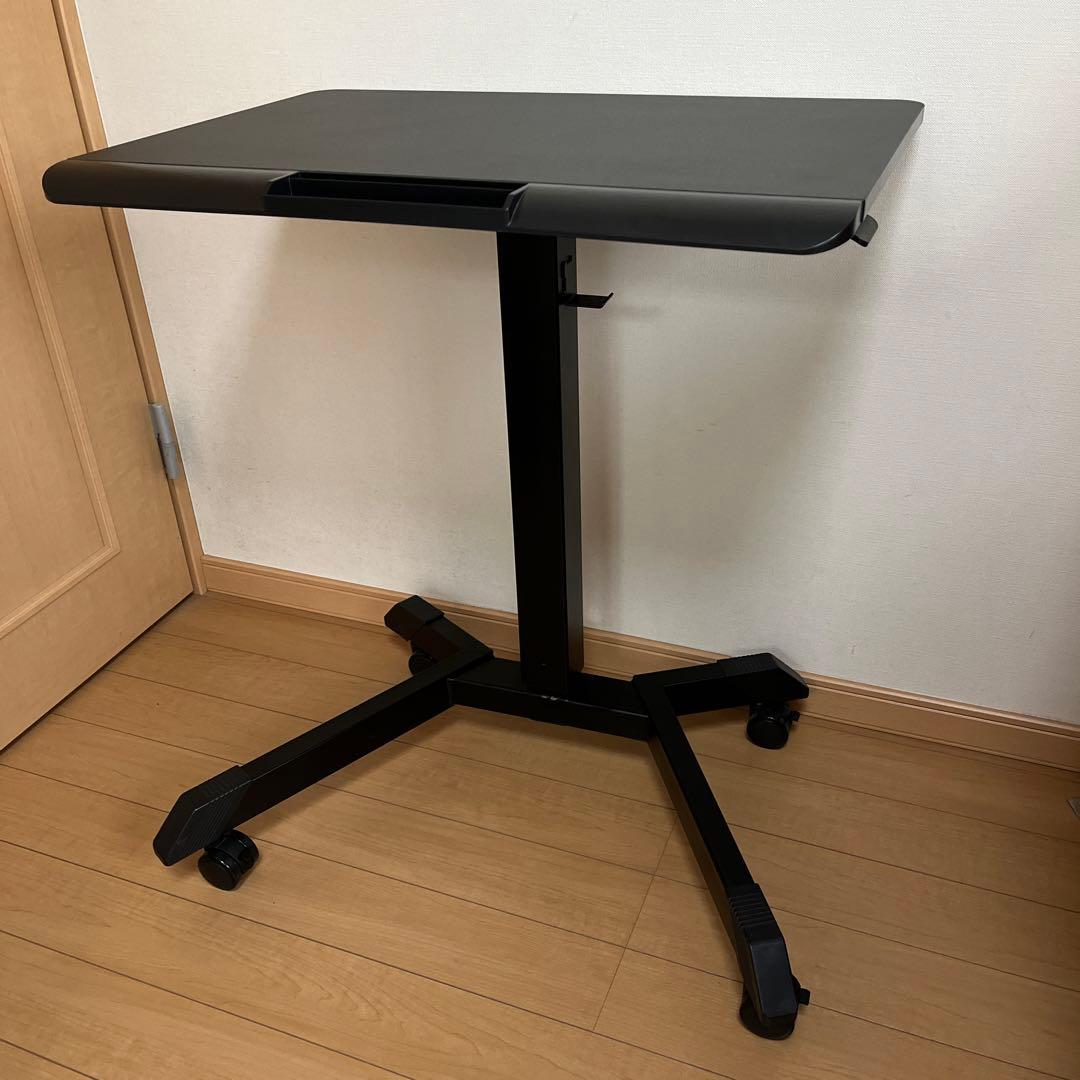昇降デスク、黒 スタンディングテーブル 高さ調整機能付き