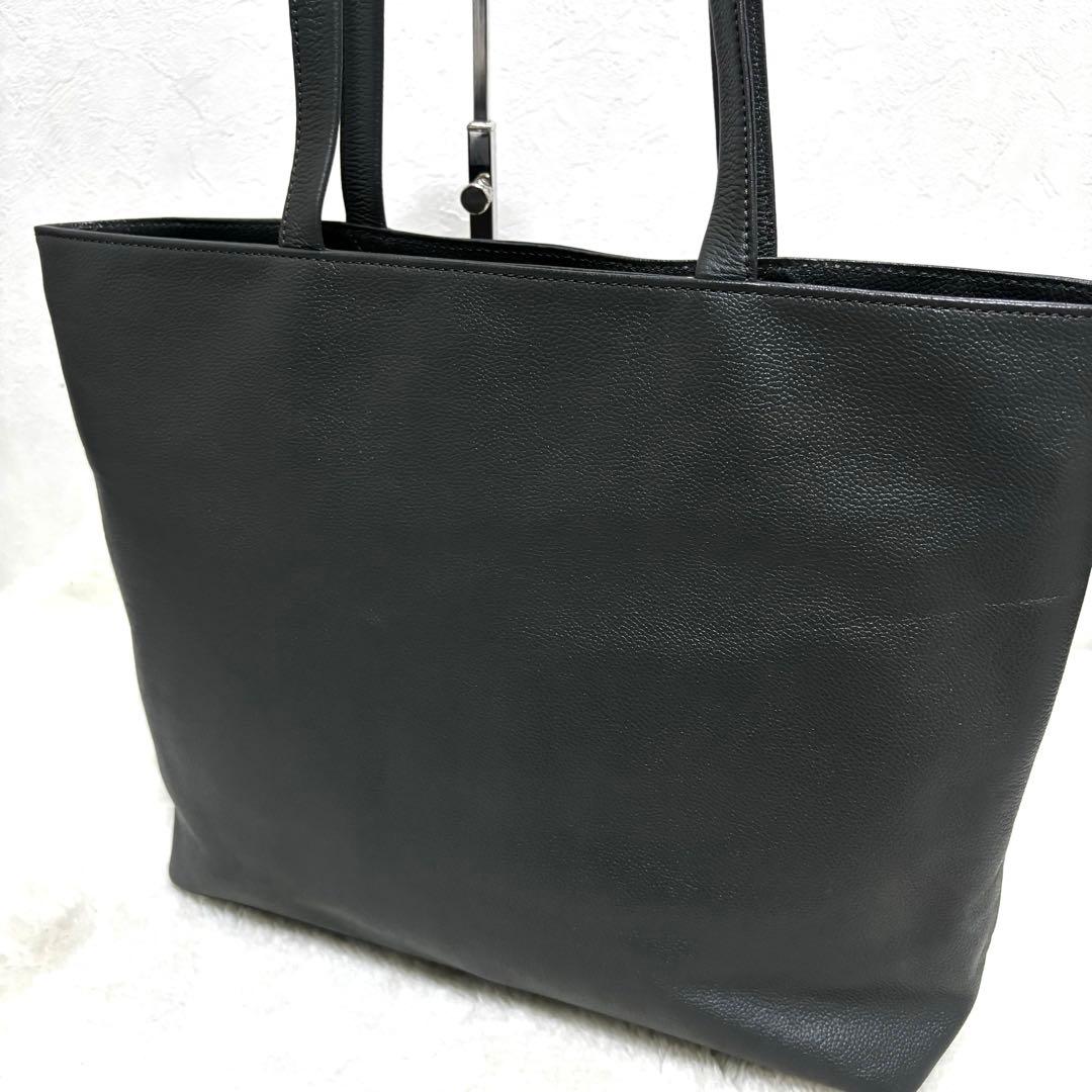 【未使用級】ビジネスレザーファクトリー トートバッグ グレー レザー シボ革