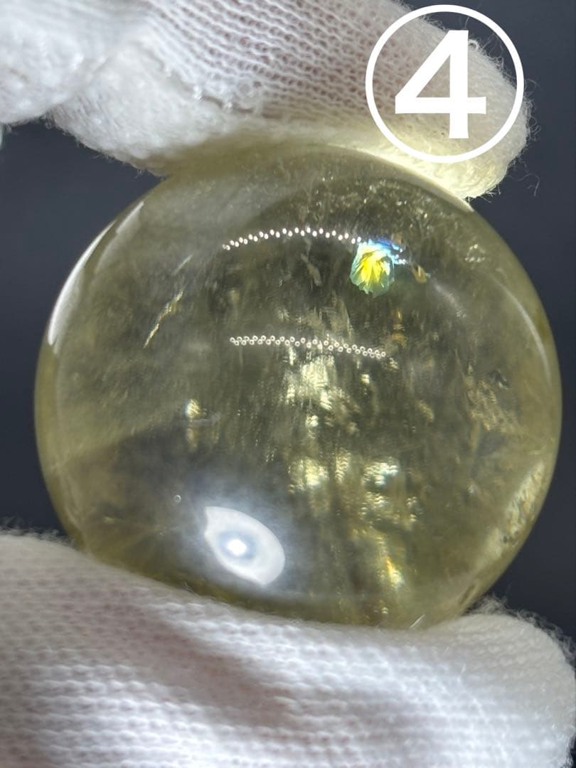 天然石　金運　アイリスシトリンスフィア　台座付き　透明、大量虹入り