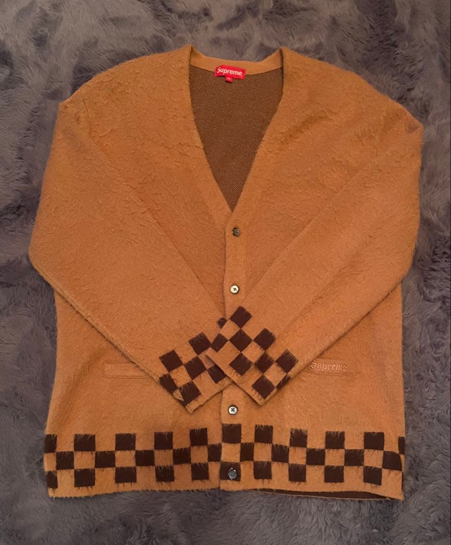 トップス Supreme brushed checkerboard cardigan