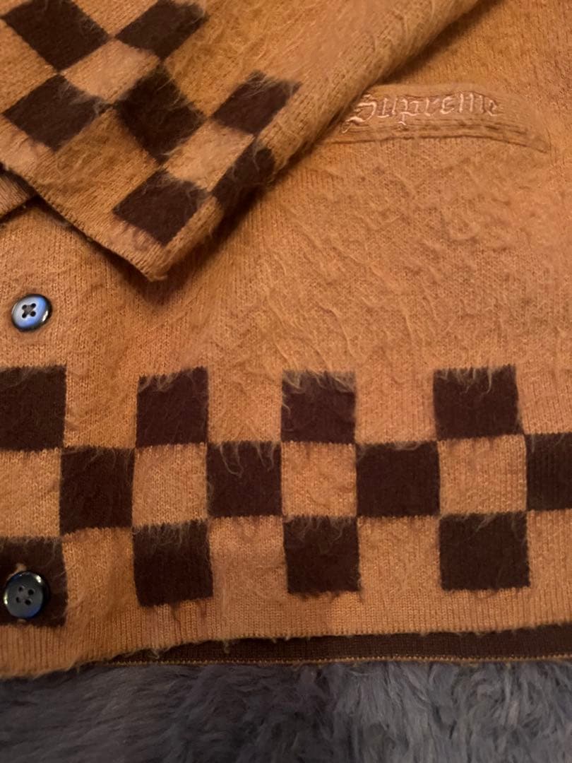 トップス Supreme brushed checkerboard cardigan