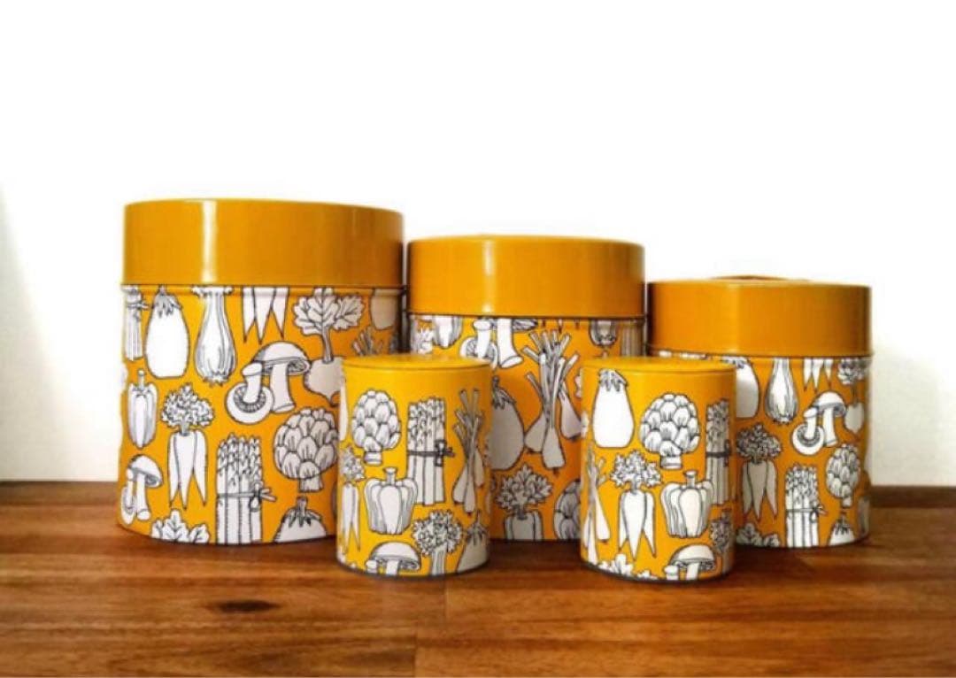 ビンテージの北欧柄　缶セット