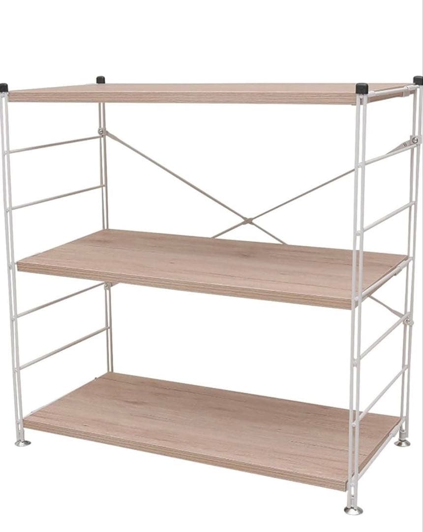 山善(YAMAZEN) ウッドシェルフ 3段 アンティークアイボリー