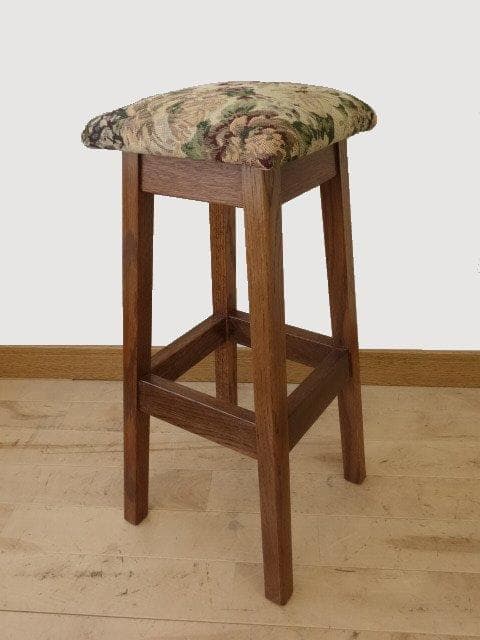 北海道手作り家具　ナラ材　ハイスツール（花柄）　勇峰工芸（新）