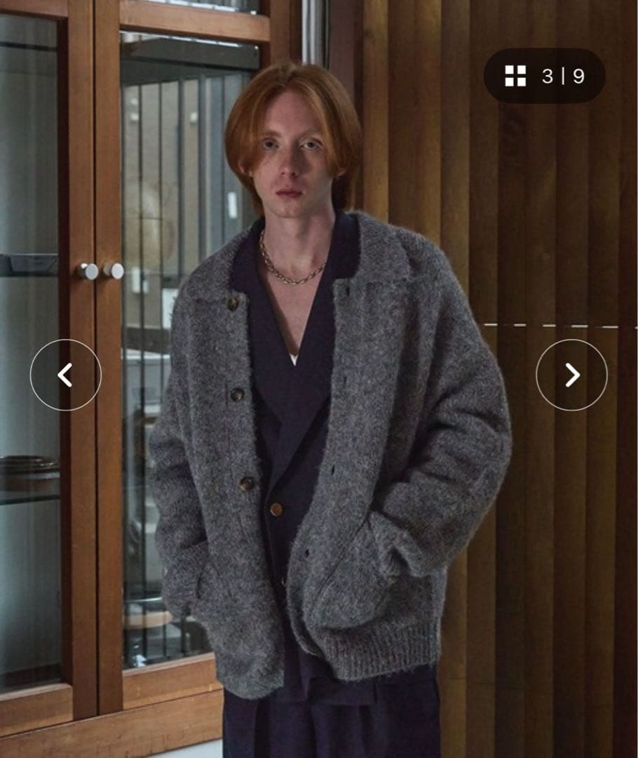 【LURAKU】Shaggy Knit Polo Cardigan グレー完売