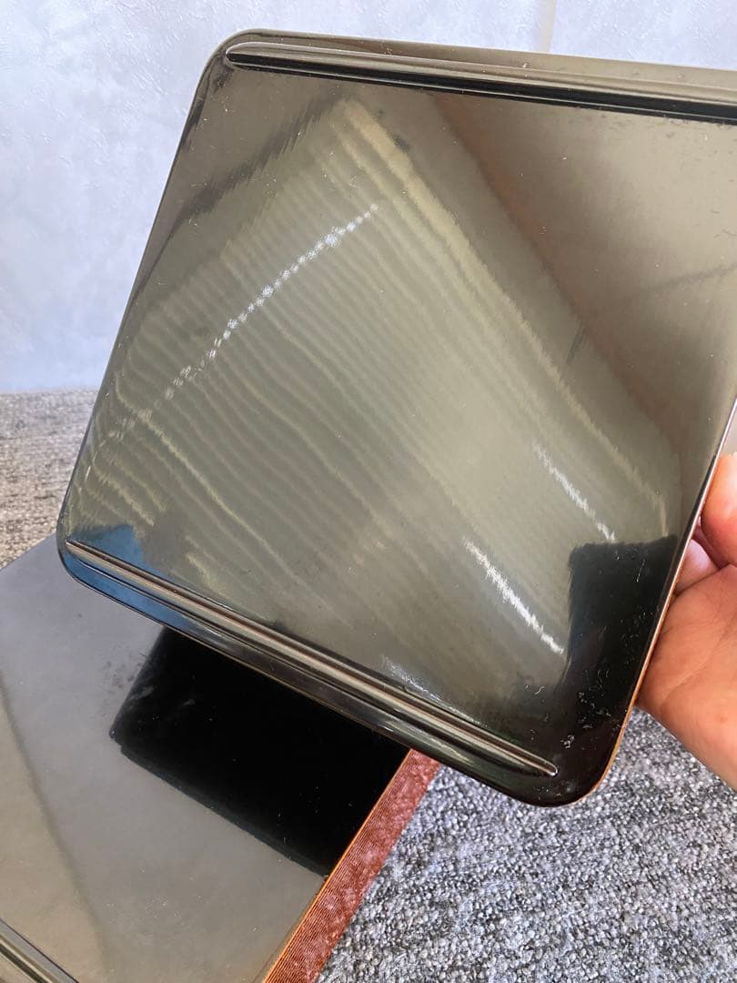 輪島塗　重箱　二段重　木目　未使用