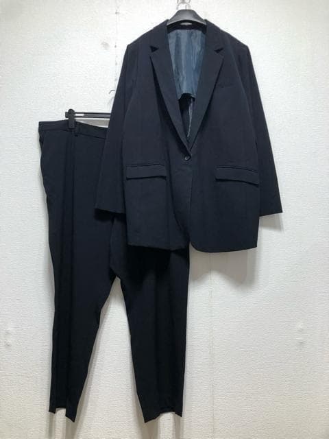 新品☆8L紺系9分丈テーパードパンツスーツストレッチお仕事フォーマル☆☆w473
