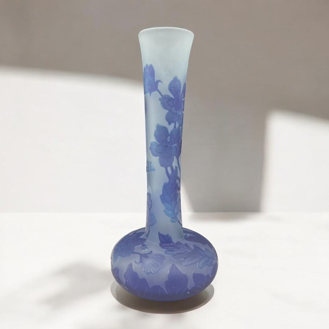 ◆証明書付◆EmileGalleエミールガレ 花瓶 21cm×9cm カメオ彫り