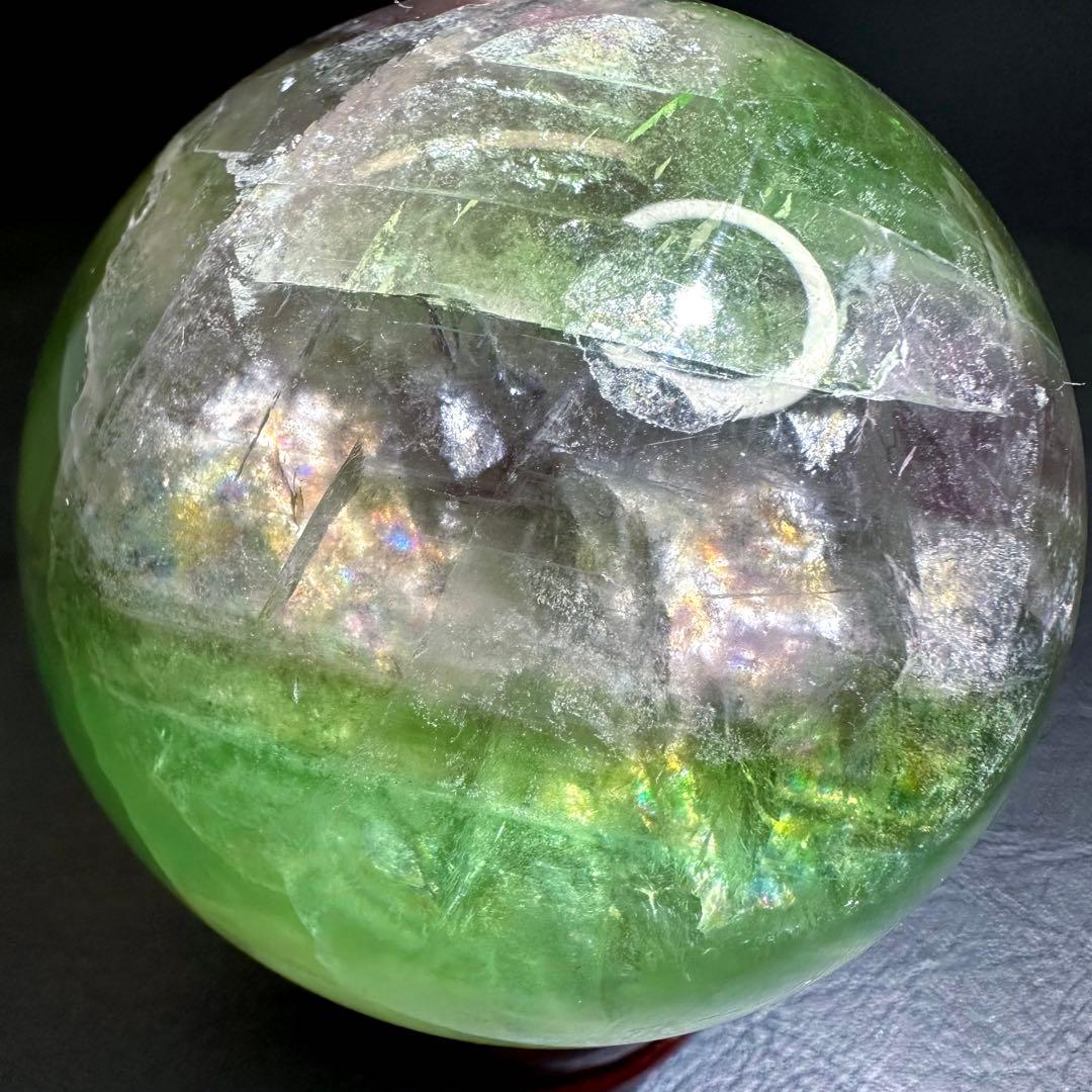 レインボー☆フローライト 丸玉☆ 癒しパワーパワーストーン☆天然石　原石A727