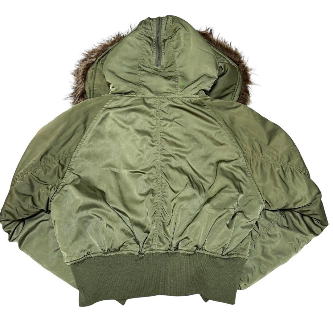 アズール バイ マウジー N-2Bフライトジャケット カーキ フード 中綿 M