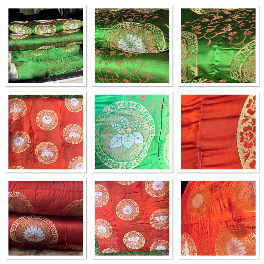 2116様感謝‼️ふかふかFUTON蔵出金蘭緞子掛けふとん緑1枚メイドインジャパン