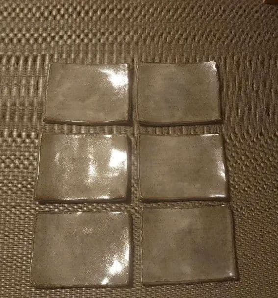 唐津焼 松尾友文　黒唐津 角皿 6枚