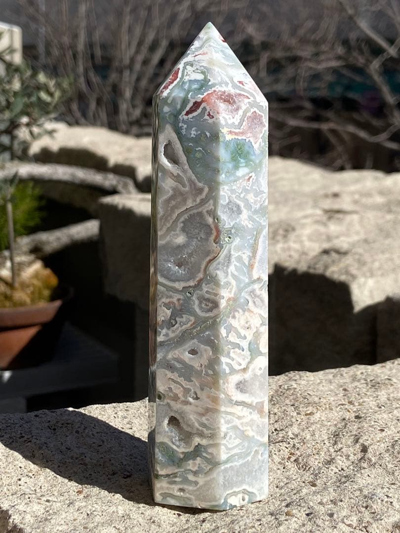 【子宝・健康・長寿・癒し】MR89 ピンクモスアゲートタワー⭐️ピンクジオード