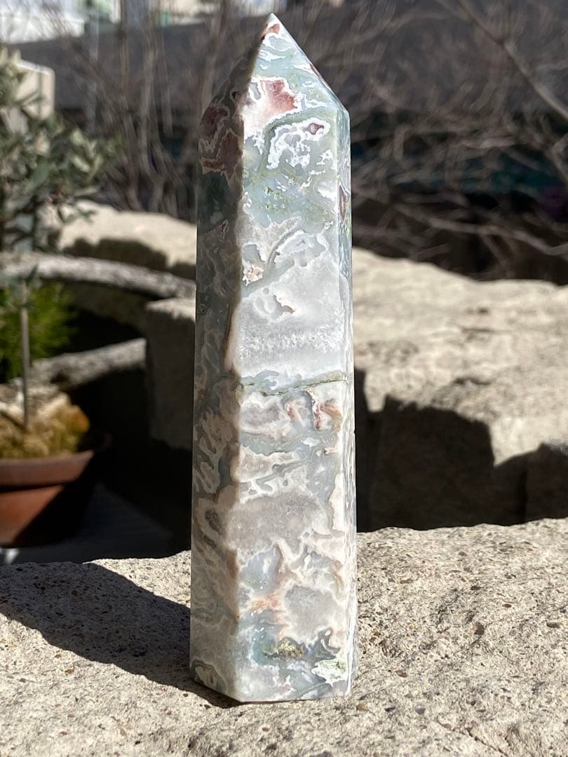 【子宝・健康・長寿・癒し】MR89 ピンクモスアゲートタワー⭐️ピンクジオード