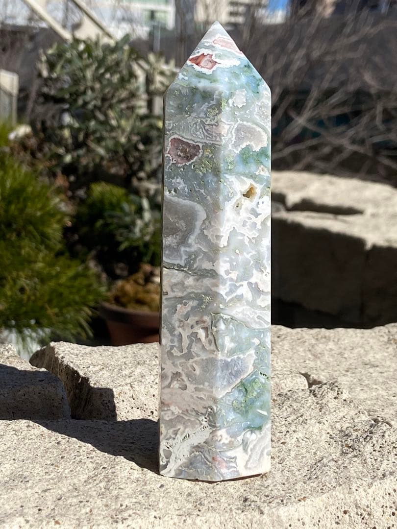 【子宝・健康・長寿・癒し】MR89 ピンクモスアゲートタワー⭐️ピンクジオード