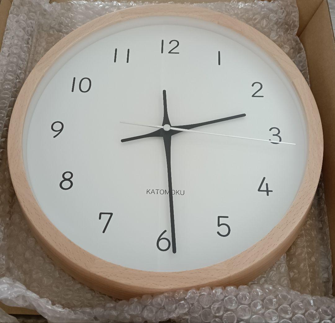 美品KATOMOKUカトモクmuku clock13電波時計ナチュラル2/8まで