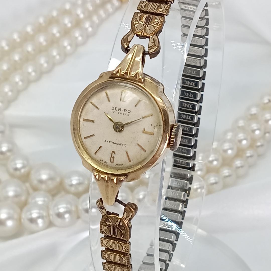 DEN-RO 18金 17石 金無垢 腕時計 ゴールド デンロ ジャンク品
