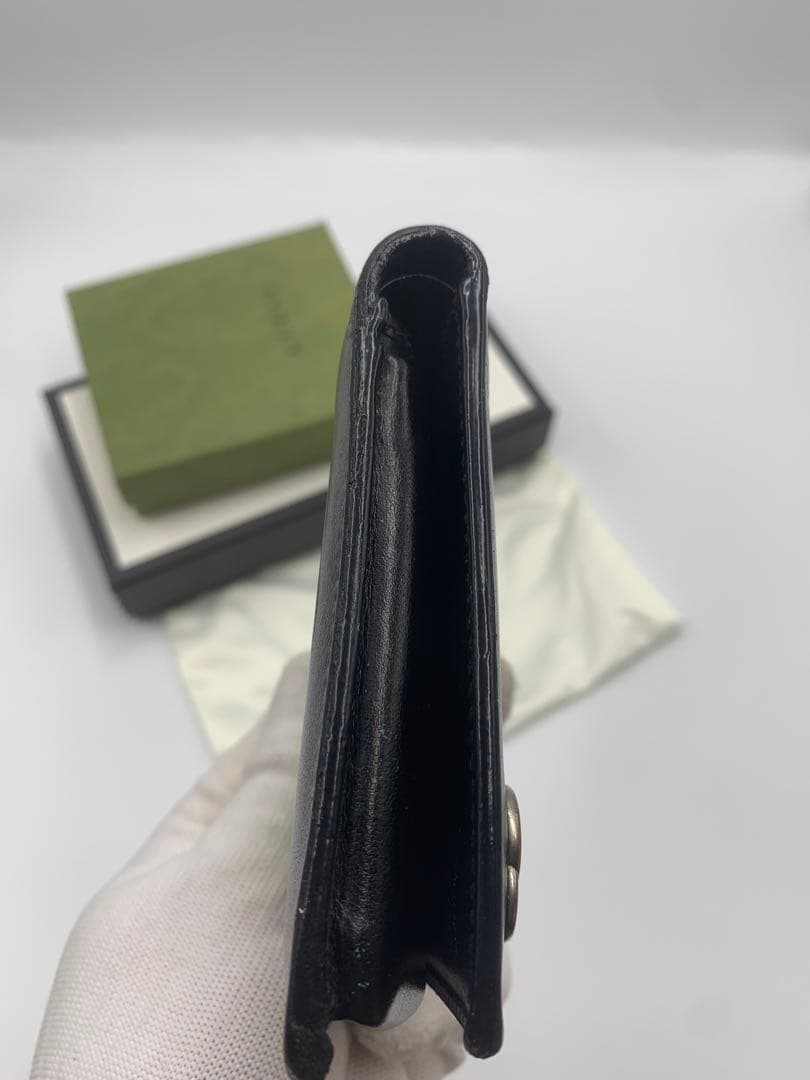 GUCCI✨グッチ 二つ折り財布 ドリアン シマレザー GG柄 ブラック P55