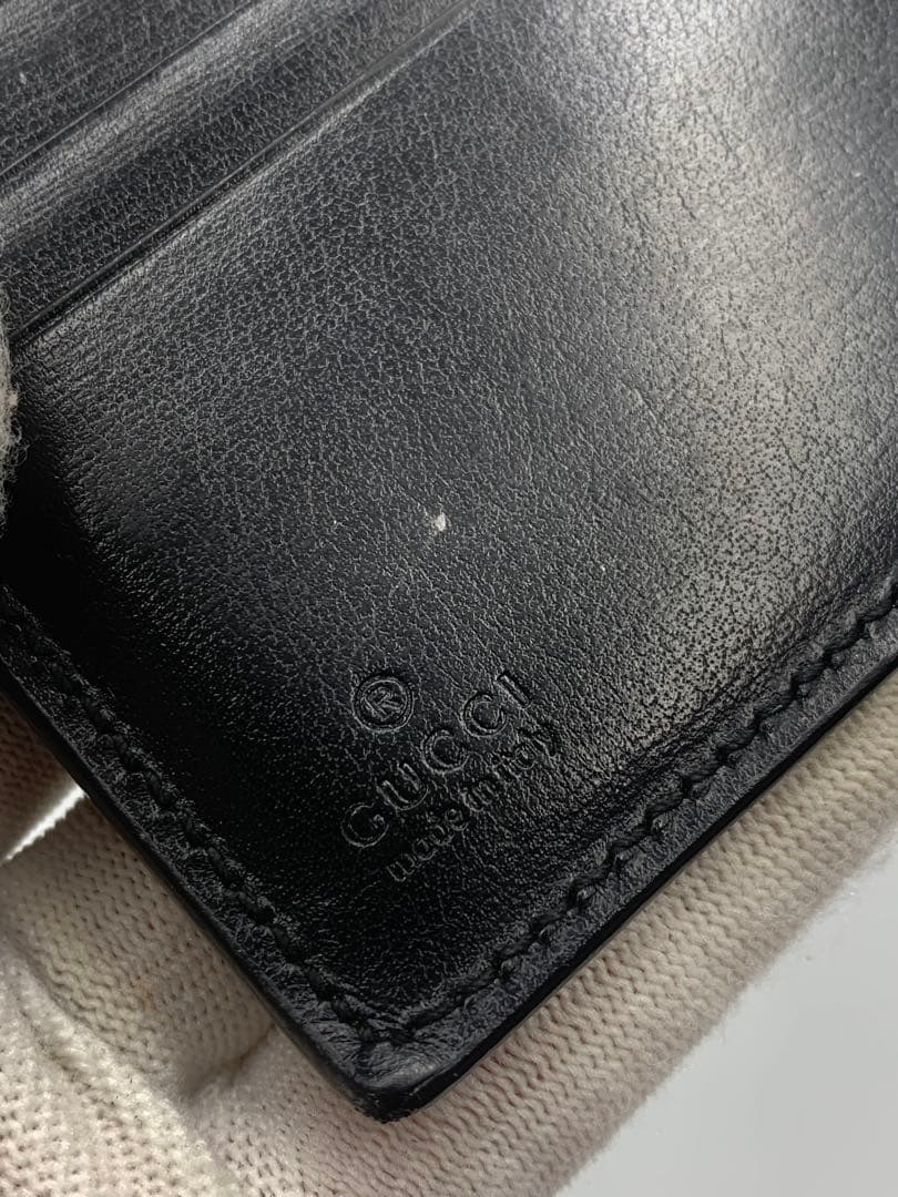 GUCCI✨グッチ 二つ折り財布 ドリアン シマレザー GG柄 ブラック P55