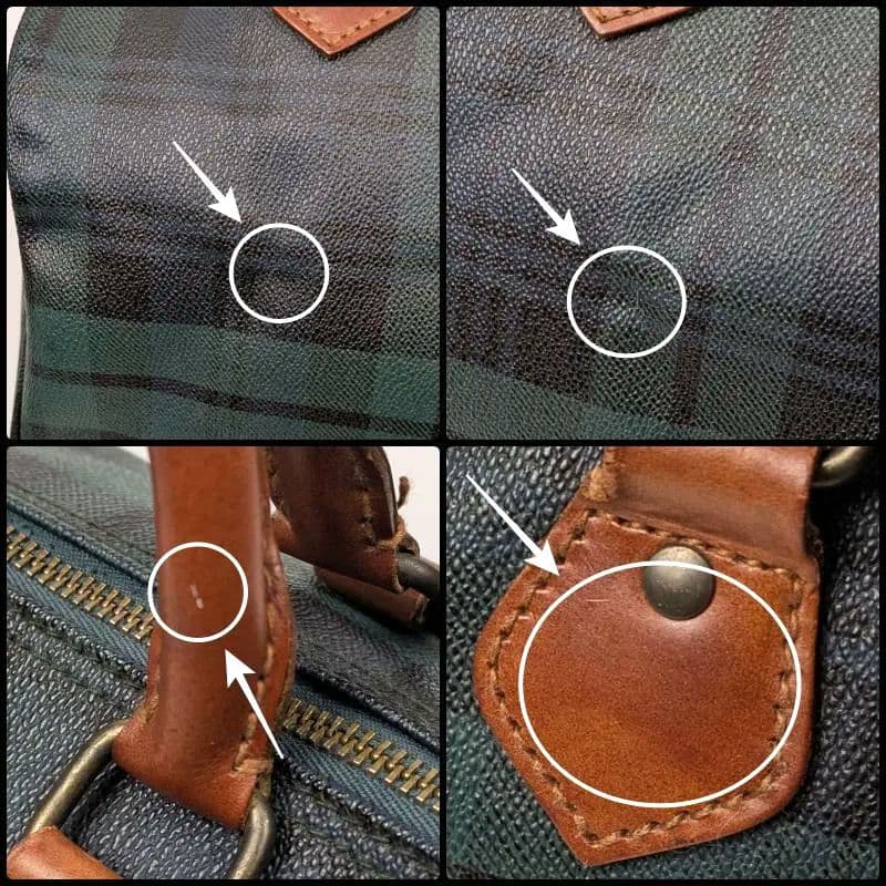 ポロラルフローレン ミニ ボストンバッグ チェック柄 PVC レザー