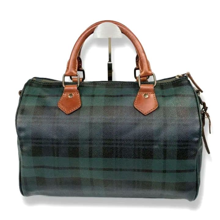 ポロラルフローレン ミニ ボストンバッグ チェック柄 PVC レザー