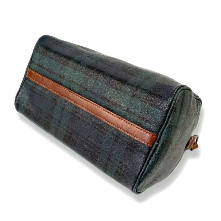 ポロラルフローレン ミニ ボストンバッグ チェック柄 PVC レザー