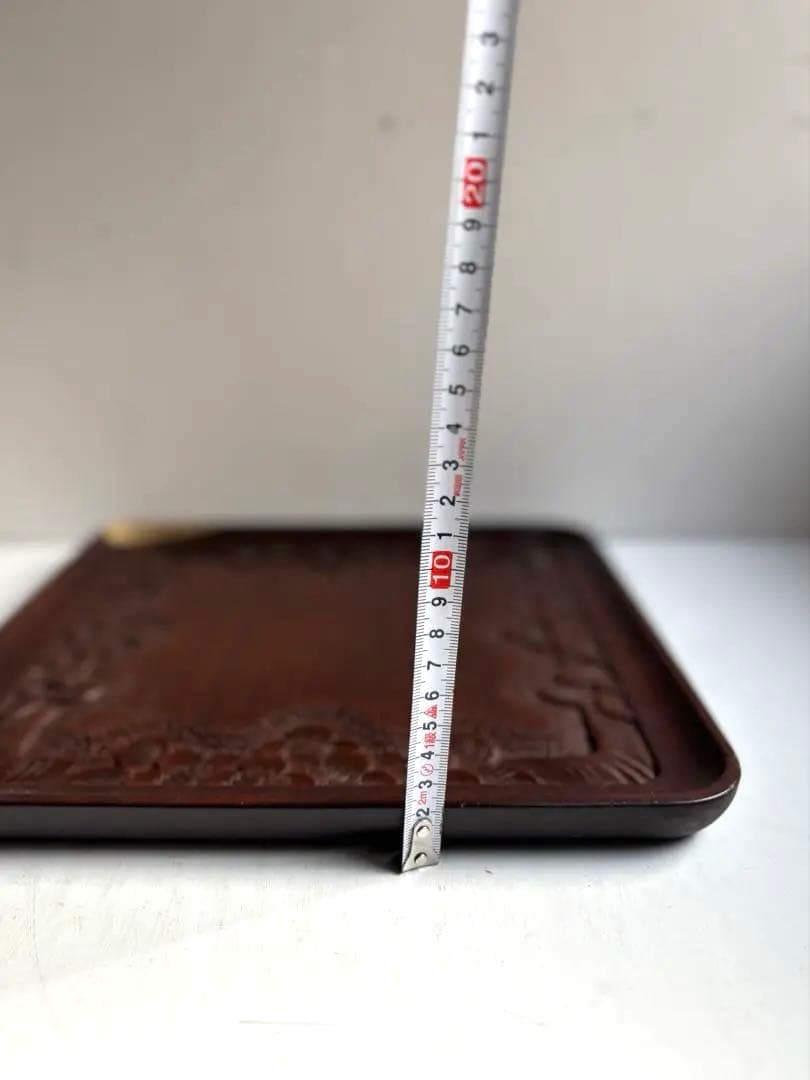 755 ヴィンテージ 軽井沢彫 桜彫 角盆 大阪屋家具店 金継ぎ 民芸 工芸