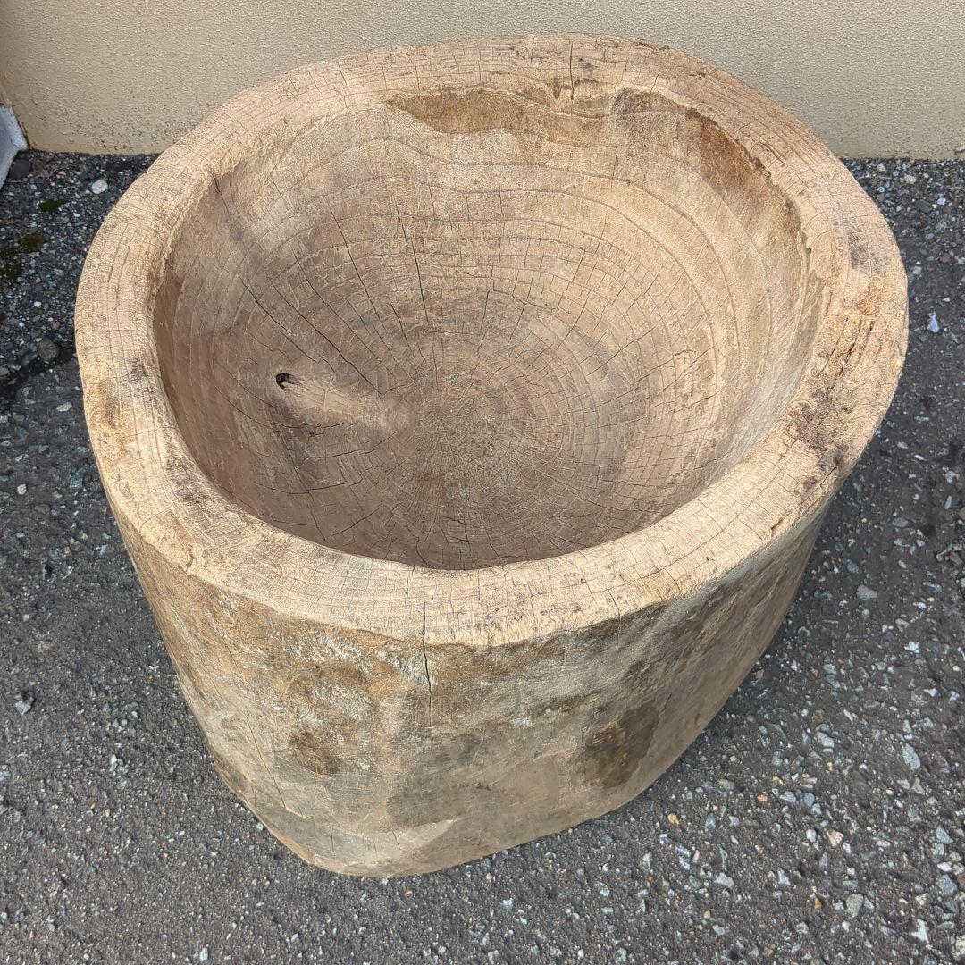 アンティーク　臼　木製　ガーデニング　インテリア　レトロ　工芸　民芸