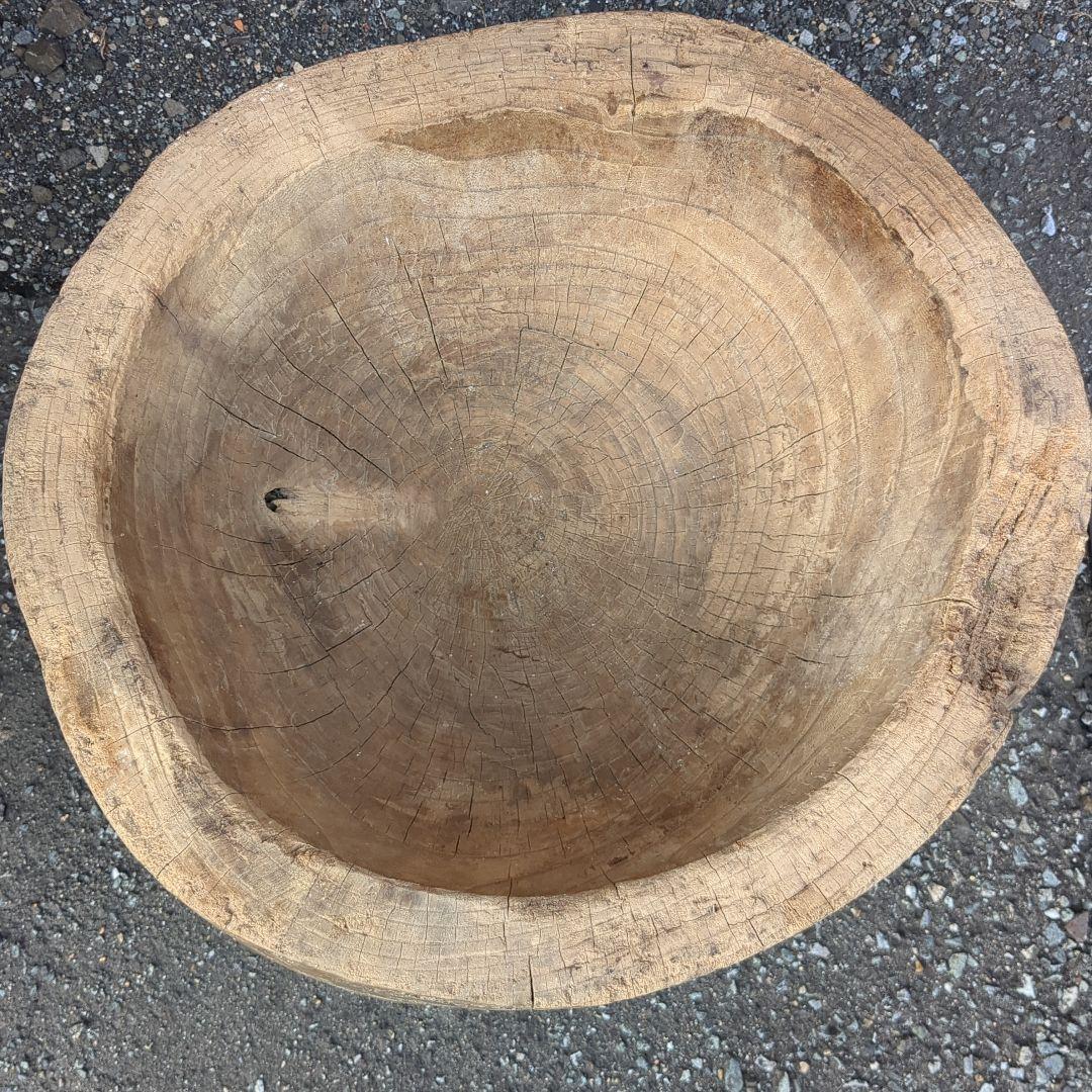 アンティーク　臼　木製　ガーデニング　インテリア　レトロ　工芸　民芸