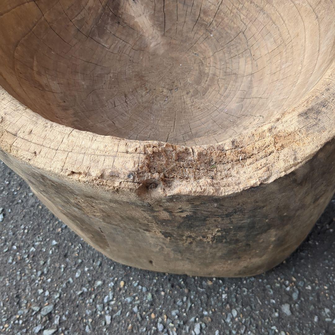 アンティーク　臼　木製　ガーデニング　インテリア　レトロ　工芸　民芸