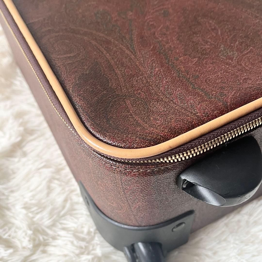 未使用級✨ETRO エトロ　キャリーケース　ペイズリー　ブラウン　レザー