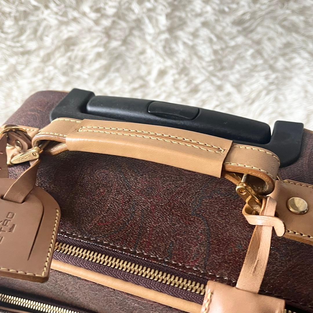 未使用級✨ETRO エトロ　キャリーケース　ペイズリー　ブラウン　レザー