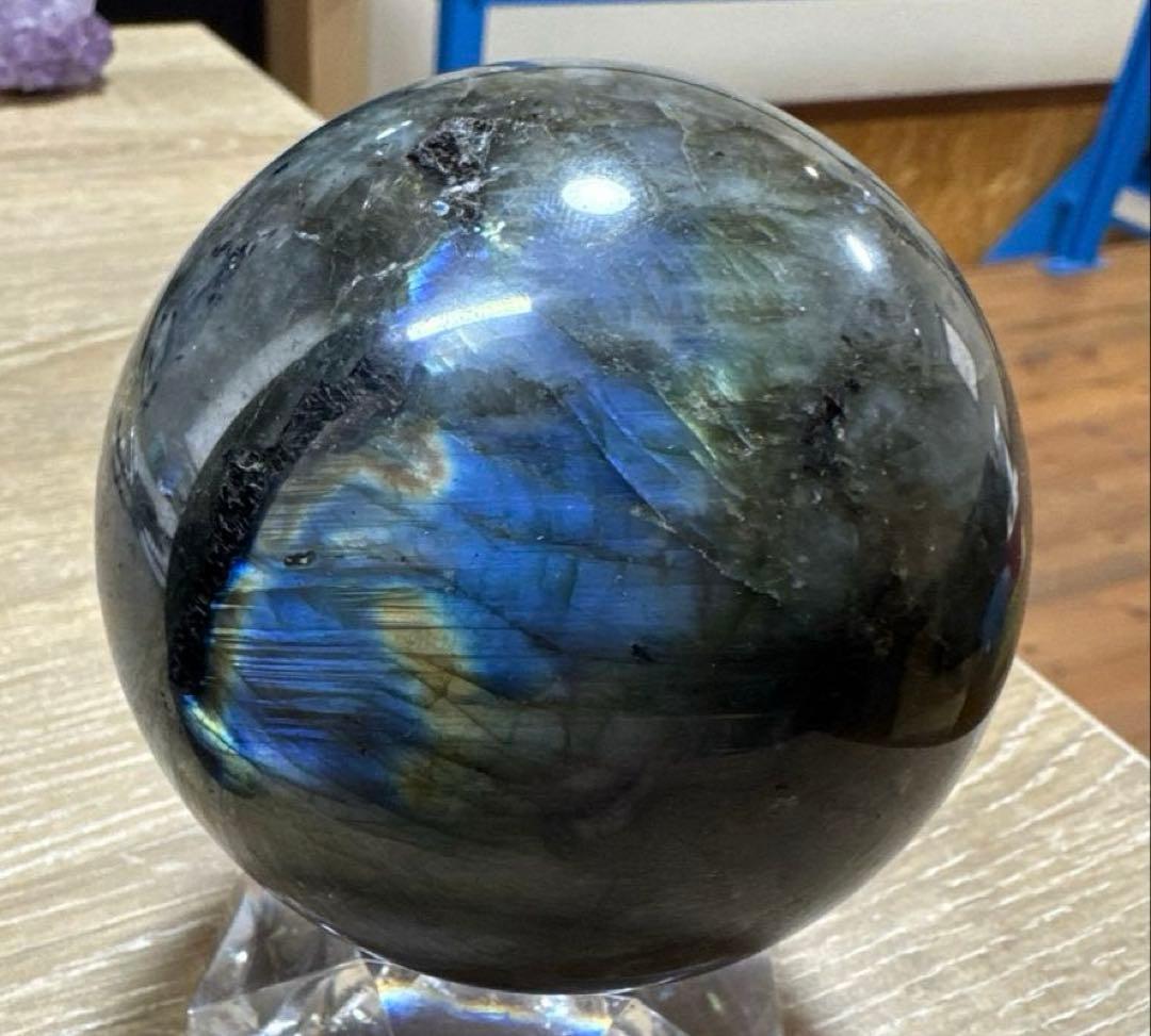 美シラー　ラブラドライトスフィア　丸玉　約8.2cm