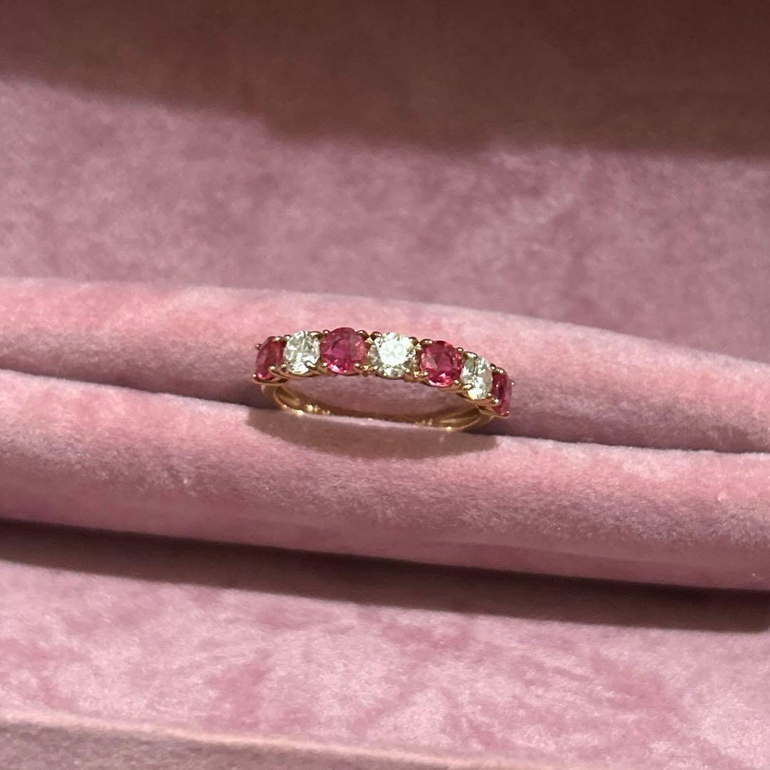 パパラチアサファイア ダイヤモンド k18リング