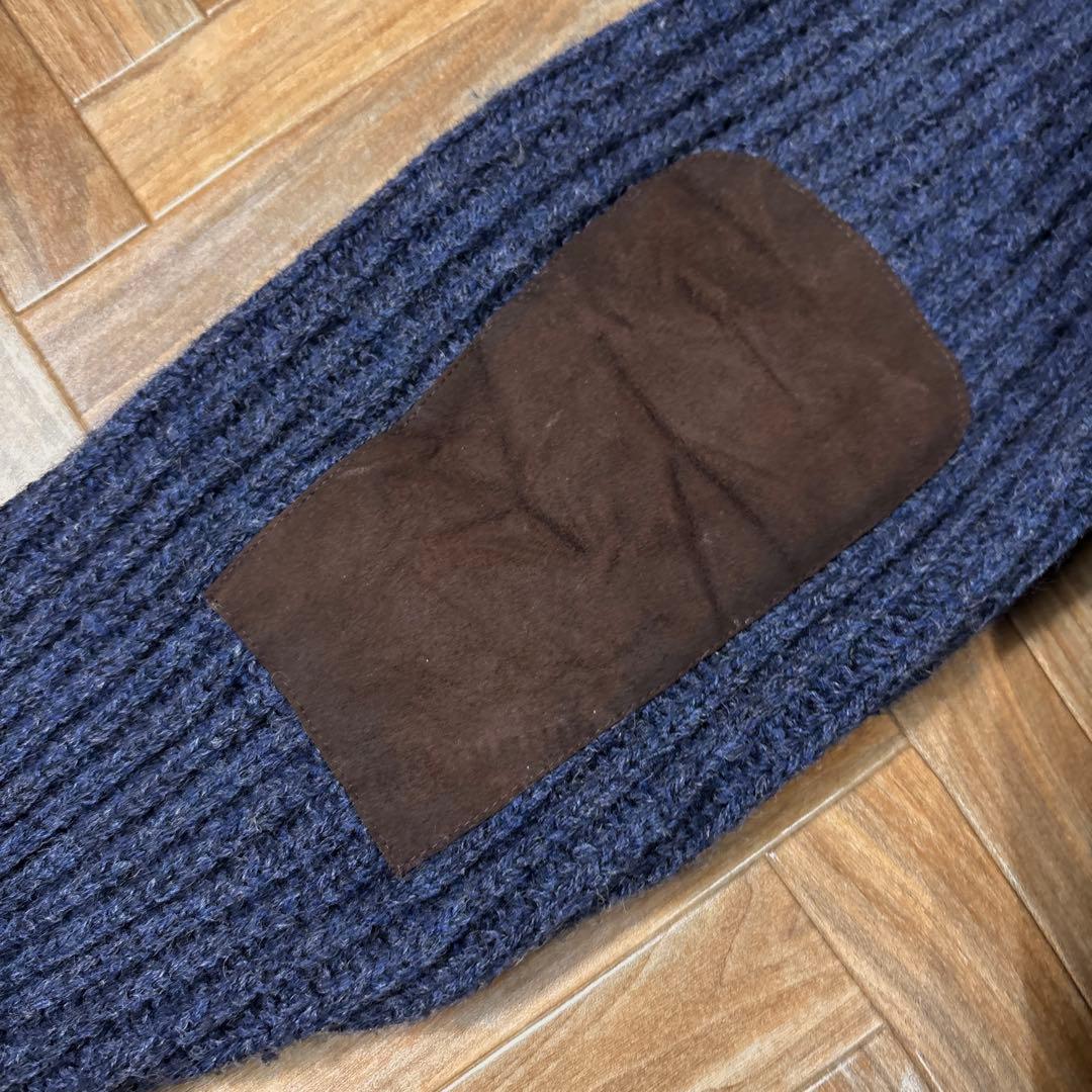 usa製ランズエンド ショールカラー ウール肉厚カーディガン エルボーパッチ