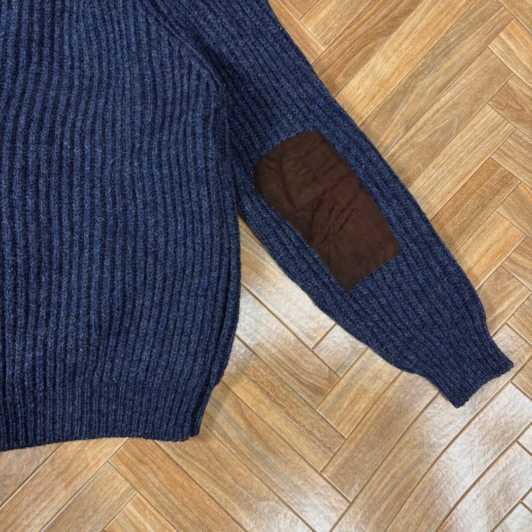 usa製ランズエンド ショールカラー ウール肉厚カーディガン エルボーパッチ