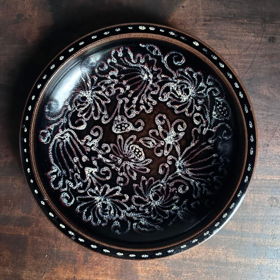 希少 吉州窯 花紋 皿 飾皿 鉢 碗 唐物 古陶器 中国古玩 中国美術 骨董品