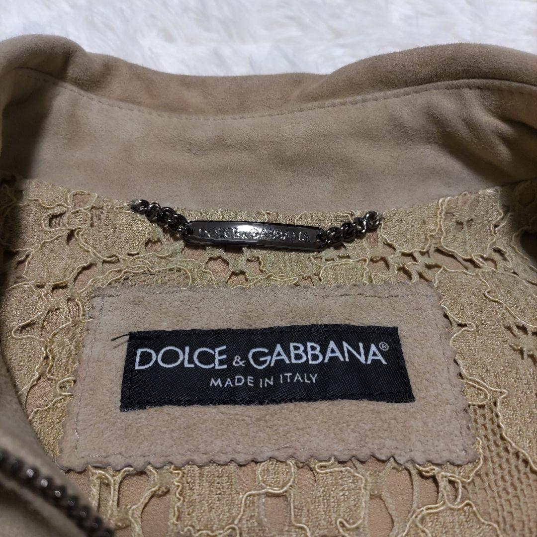 希少 DOLCE＆GABBANA定価30万羊革レザージャケットシルク混36S
