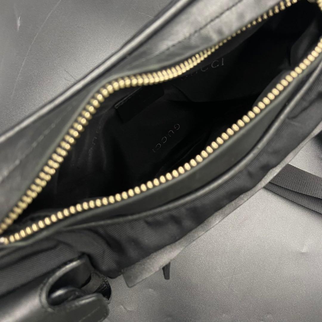 グッチ ウエストバッグ ショルダー ブラック レザー キャンバス