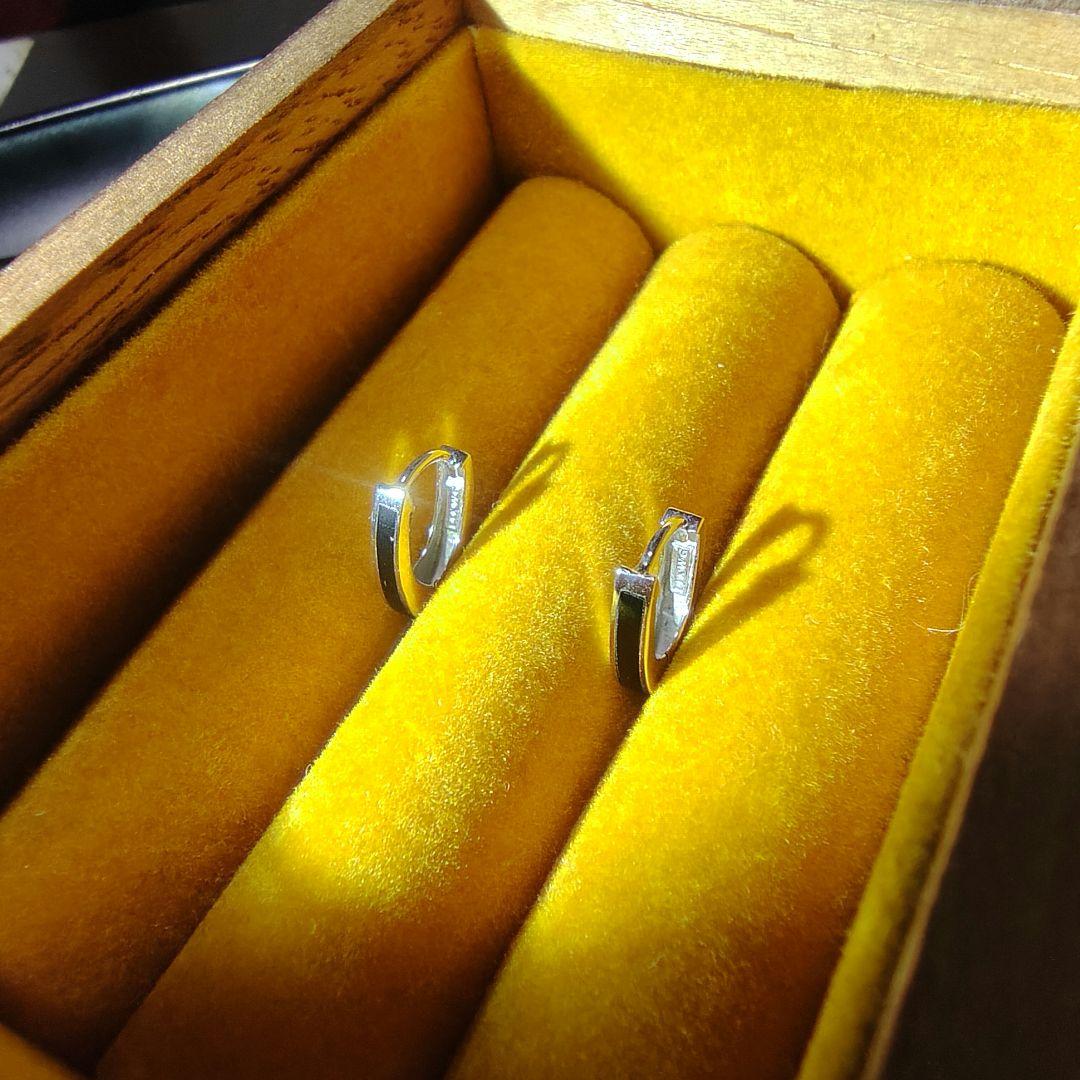 ⭕*K様 埋め込みオニキス 中折れ フープ ピアス14KWG