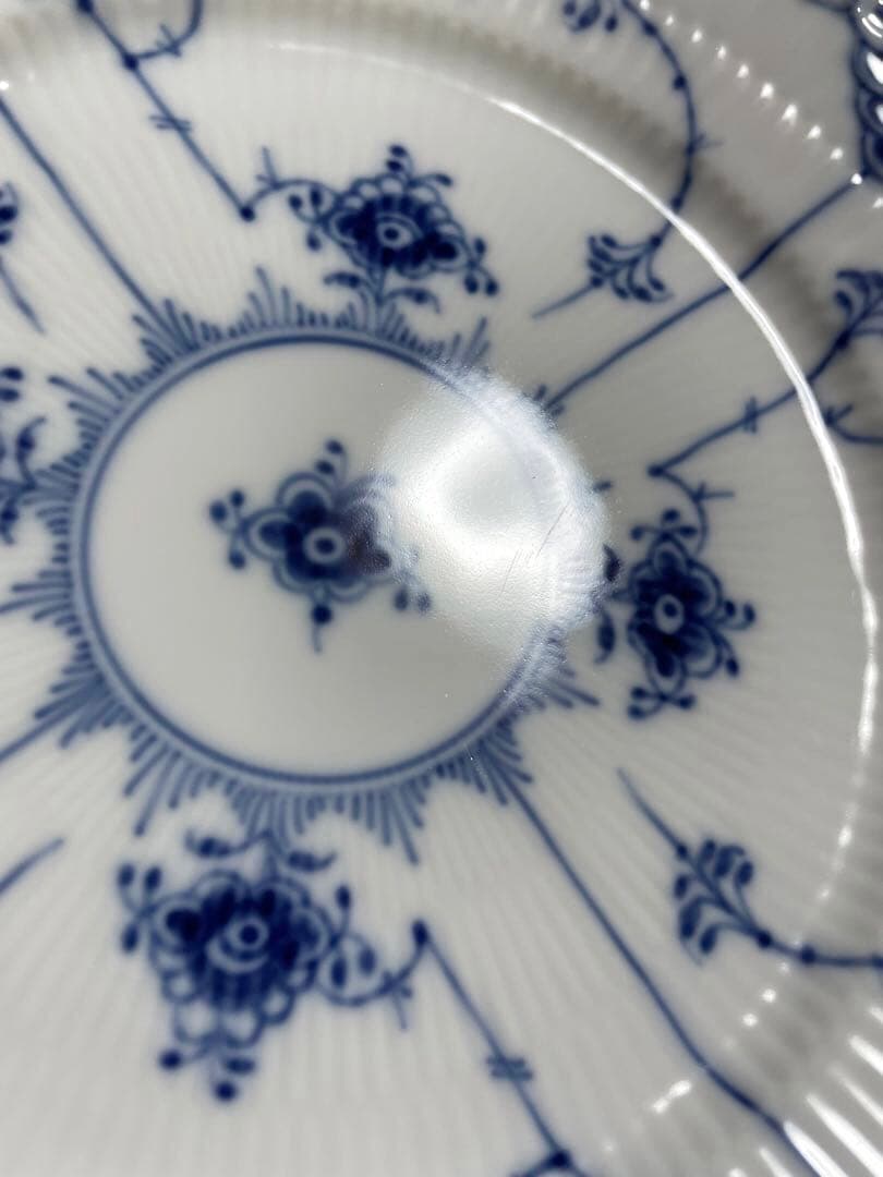 ロイヤルコペンハーゲンブルーフルーテッドハーフレースプレートペア19cm未使用美