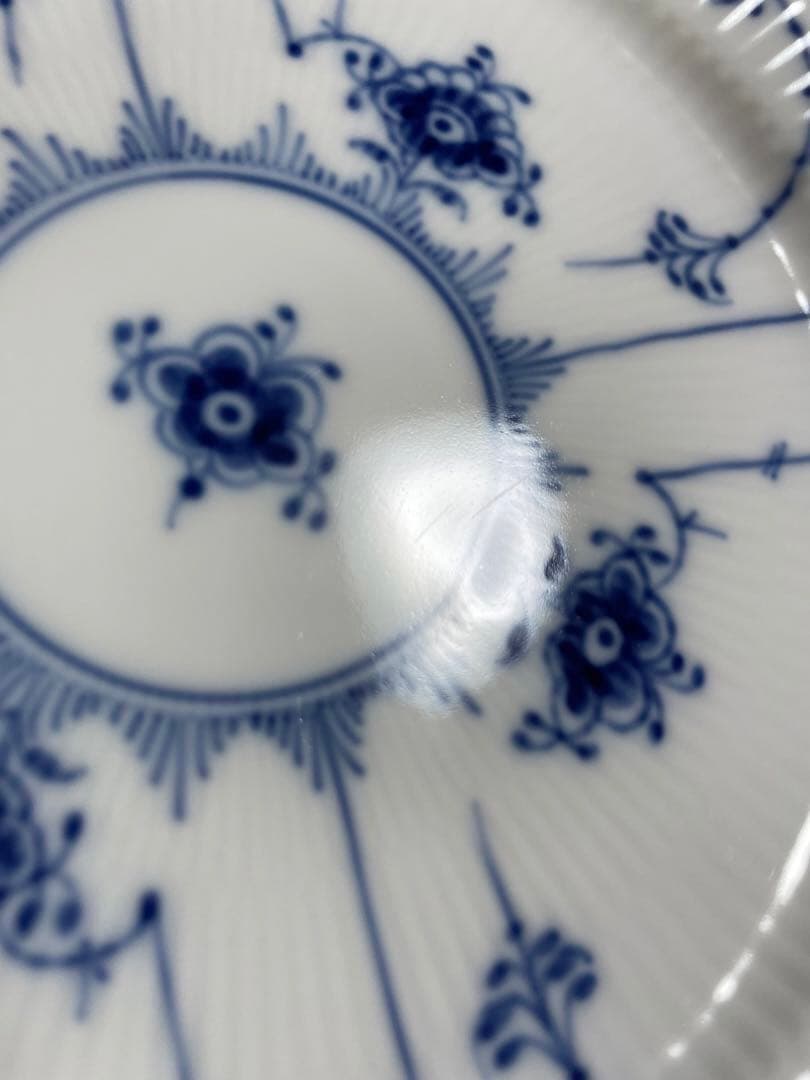 ロイヤルコペンハーゲンブルーフルーテッドハーフレースプレートペア19cm未使用美