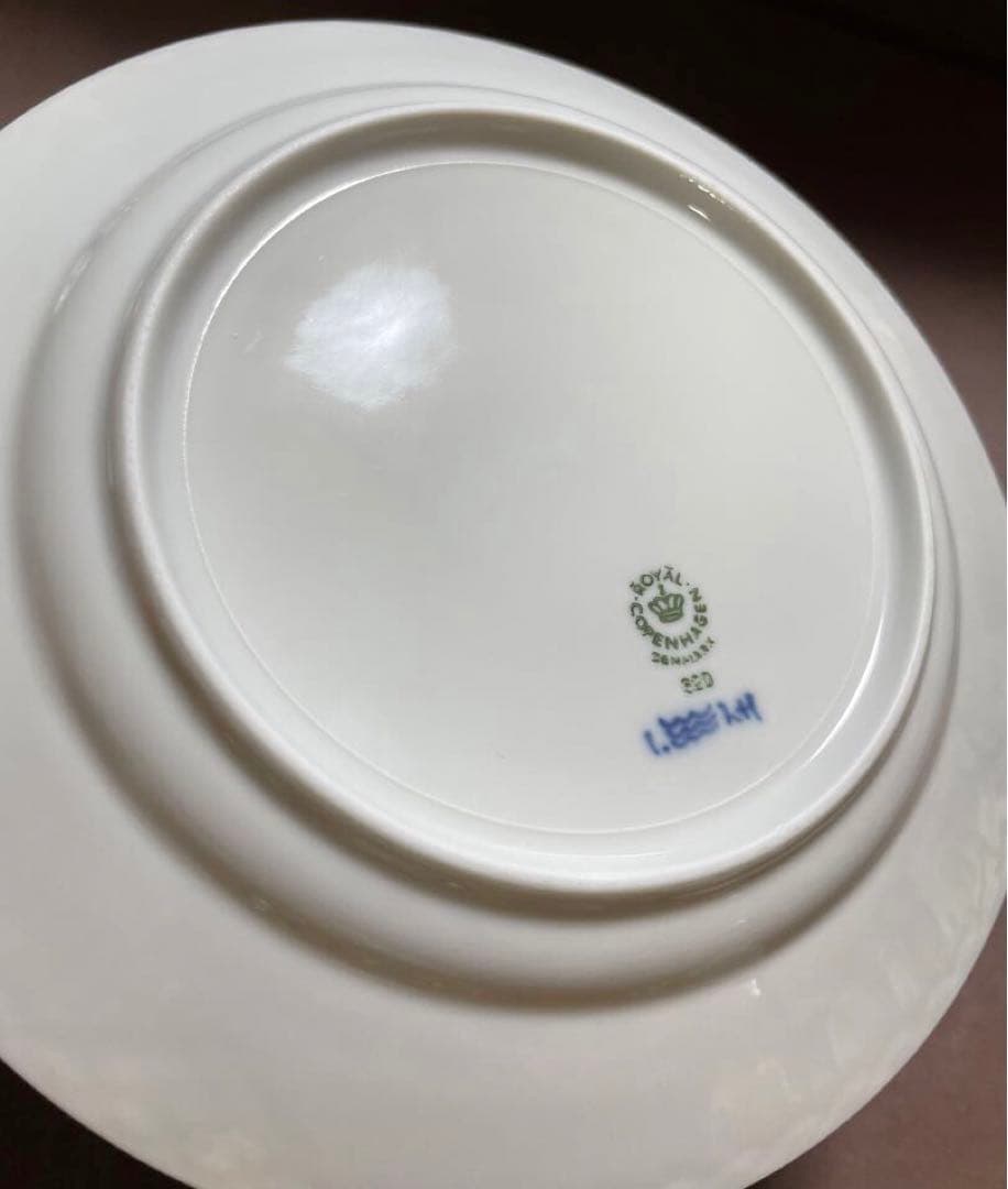 ロイヤルコペンハーゲンブルーフルーテッドハーフレースプレートペア19cm未使用美